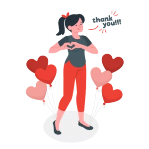 Woman holding a heart saying thank you