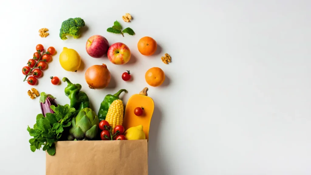 fruits and vegetables on table